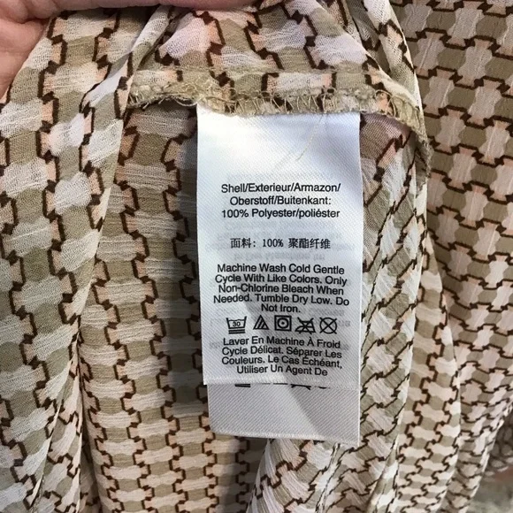 DKNY Women's Neutral Keyhole Neck Long Sleeve Peasant Tie Waist Maxi Dress XL - Picture 10 of 11